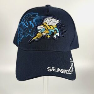 US Navy Seabees Can Do Men's Ball Cap Hat Embroidered Navy Blue Acrylic